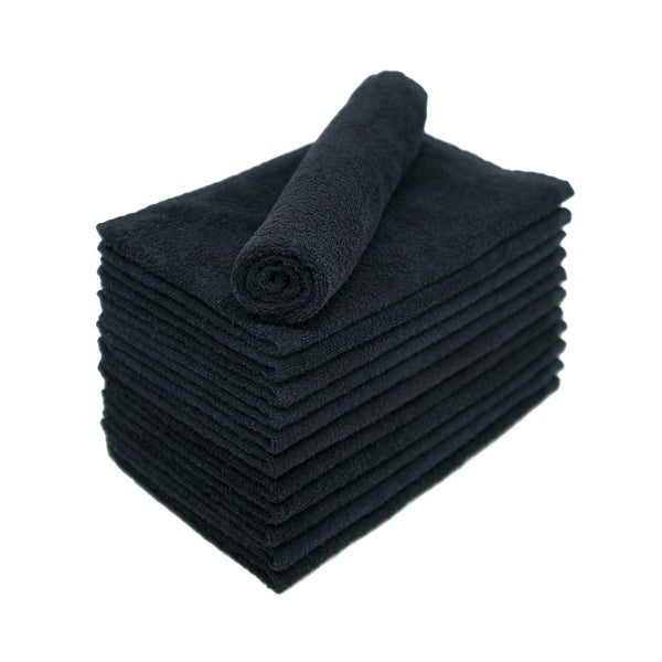 1 Dz. BleachSafe Washcloths - Bleach & Peroxide Safe Black